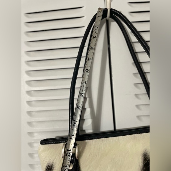 DAMARE, WOMEN'S SHOULDER BAG, Genuine cowhide leather, black white - Picture 10 of 17